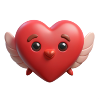 suntuoso artístico em forma de coração personagem com minúsculo asas simples feliz face. limpar \ limpo linhas, simétrico, plano cor com escalável Projeto. estúdio qualidade png