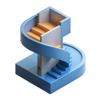 picturesque abstract Geometric isometric spiral staircase. Flat color, clean lines with Scalable Design. expertly shot png