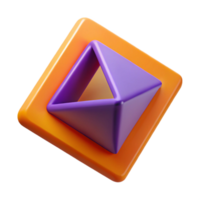 sumptuous impressionist Geometric orange triangle overlapping a purple square. Crisp edges, flat color with Scalable Design. museum quality png