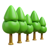 quintessential bohemian Five flat color green trees in a row. Clean lines, crisp edges with Scalable Design. detailed png