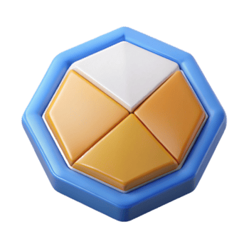 espetacular melancólico arte deco octogonal crachá dividido para dentro quatro Seções. fresco arestas, plano cor, simétrico com escalável Projeto. elite png