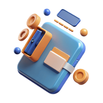 radiant dreamy abstract Minimal exploded view of a gadget, flat color, with Scalable Design. authentic png