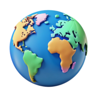 vibrant distinctive World map with highlighted continents, distinct flat colors. Minimal, scalable, clean lines with Scalable Design. png