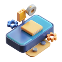 striking minimalist Minimal exploded view of a gadget, flat color, with Scalable Design. masterfully captured png