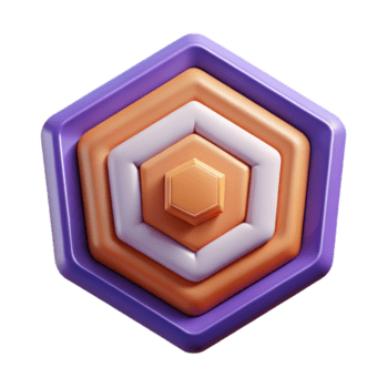 intenso deslumbrante pentagonal crachá com concêntrico pentágonos. simétrico, plano cor, fresco arestas com escalável Projeto. genuíno png