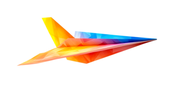 Flying colorful transparent paper airplane png