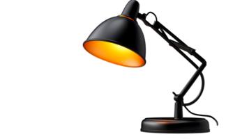 Desk lamp illuminating workspace in soft glow png