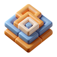 picturesque mid-century Abstract, geometric pattern of nested squares. Single-weight stroke, flat color, with Scalable Design. sharp png