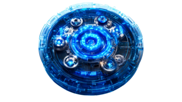 Blue transparent circuit design with gears png