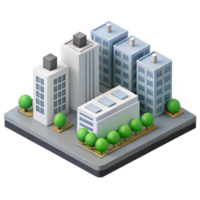 mesmerizing classic Isometric city block with minimal buildings and flat gray color with Scalable Design. exclusive png