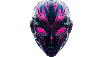 Futuristic robot face design with glowing features png