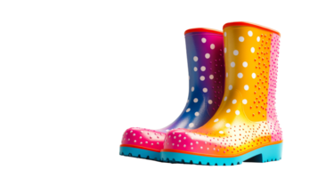 Bright rain boots pop on white background png