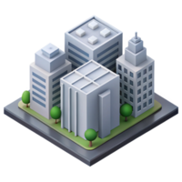 majestic tranquil gothic Isometric city block with minimal buildings and flat gray color with Scalable Design. precision png