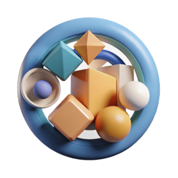 spektakulär ikoniska abstrakt sammansättning av cirkulär och fyrkant element. rena rader, platt Färg, med skalbar design. png