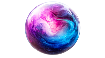 Vibrant swirling colors in a transparent sphere png