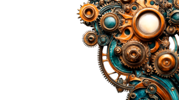 Intricate design of steampunk gears and cogs png