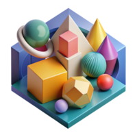 intense captivating Abstract composition of geometric shapes. Clean lines, flat color, with Scalable Design. flawless png