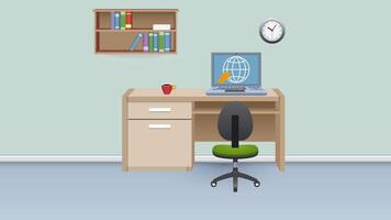 Flat Animation Small Home Office Build-Up video