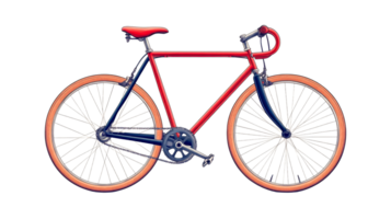 Bright colored bicycle with unique design features png