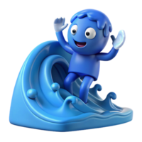 spectacular nordic Wave character crashing on the shore, flat blue, scalable design with Scal studio quality png