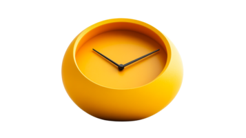 Unique round yellow clock design on display png