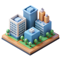 splendid dramatic nordic Isometric city block with simplified buildings. Crisp edges, single-weight stroke with Scalable Design. 4K png