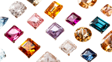 Vibrant gems on white background png