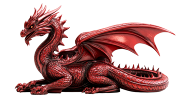 Majestic red dragon resting elegantly on its perch png