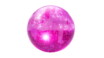 Glowing transparent sphere with digital patterns png