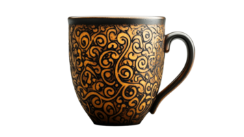 Decorative ceramic mug with intricate design png