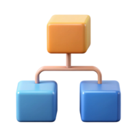 signature mid-century Flowchart with three connected boxes. Crisp edges, solid colors, with Scalable Design. fine detail png