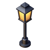 sought-after renaissance Flat color isometric streetlight, crisp edges, black with Scalable Design. original png