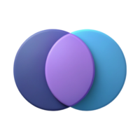 rare retro Venn diagram with two circles, sharp edges, single-weight stroke. Flat color, with Scalable Design. studio quality png