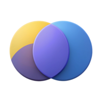 serene bohemian Venn diagram with two overlapping circles. Flat color, single-weight stroke, minimal design with Scalable Design. museum quality png