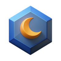 sumptuous tropical Geometric logo with a stylized crescent moon. Crisp edges, flat color with Scalable Design. studio quality png