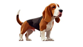 Beagle standing alert with a curious expression png