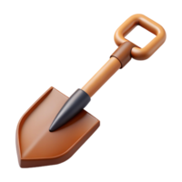 stunning whimsical abstract Scalable isometric shovel, sharp edges, brown with Scalable Design. museum quality png