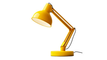 Bright yellow desk lamp with adjustable arm design png