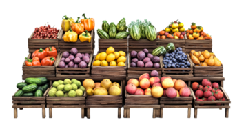 Colorful fruit and vegetable display at market png