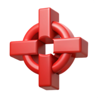 mesmerizing rare Geometric cross with a circle inside. Flat red color and clean lines with Scalable Design. png