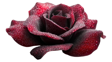 Crimson Rose Bloom with Water Droplets, cut out transparent png