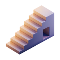 gorgeous artistic Isometric staircase ascending into a void. Minimal, single-weight stroke with Scalable Design. high resolution png