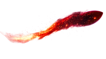 Unique cosmic rocket design with fiery trail png