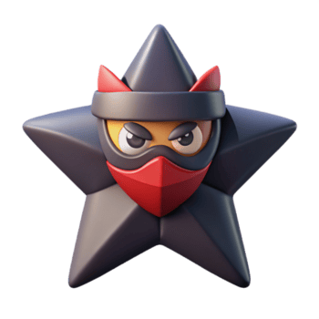 sereno distintivo en forma de estrella ninja con agudo puntos y un pañuelo. escalable, geométrico, mínimo diseño con escalable diseño. png