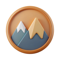 splendid tranquil nordic Circular badge with a minimalist mountain range silhouette. Flat color, crisp edges with Scalable Design. refined png