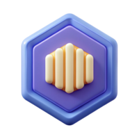 melancholic striking Hexagonal badge with three vertical lines. Flat color, symmetrical, minimal expertly shot png
