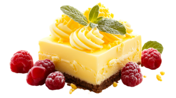 Dessert with raspberry and mint, cut out transparent png