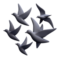 pristine reflective gothic Silhouette of a flying bird flock. Crisp edges, clean lines, flat color with Scalable Design. sharp png