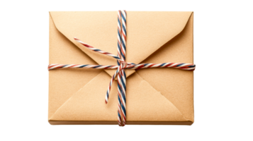Brown envelope tied with string, cut out transparent png