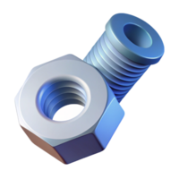 reflective extraordinary Isometric nut and bolt, minimal design, flat color, crisp edges with Scalable Design. gallery standard png